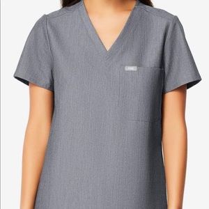 Figs Scrub Set Graphite Gray Catarina One Pocket Top (S) Kanye Moto Pants (S)